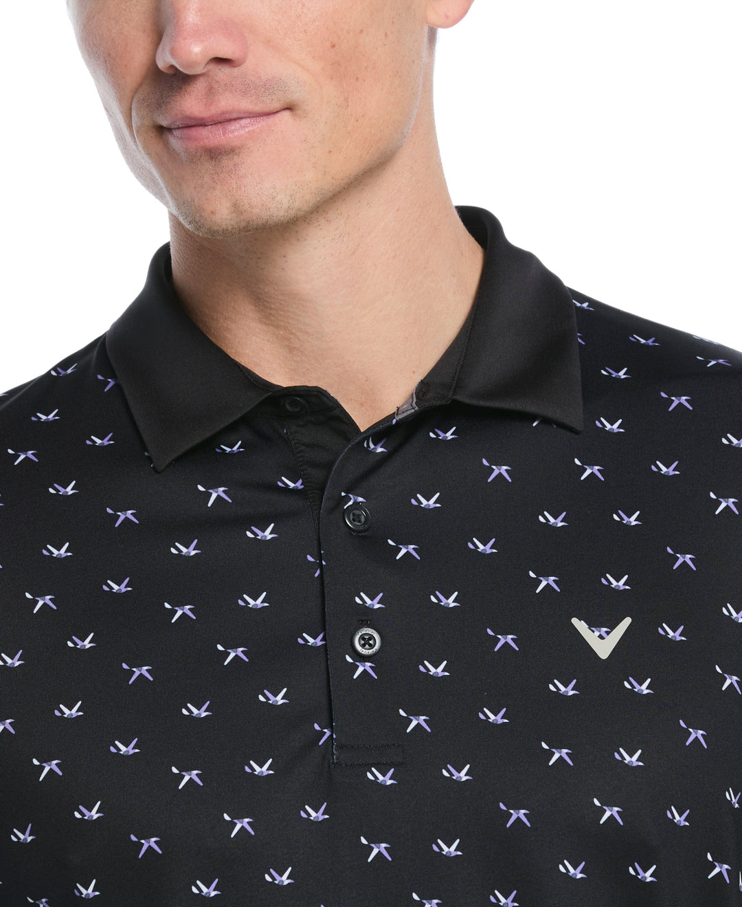 Birdie Chevron Print Golf Polo (Caviar) 
