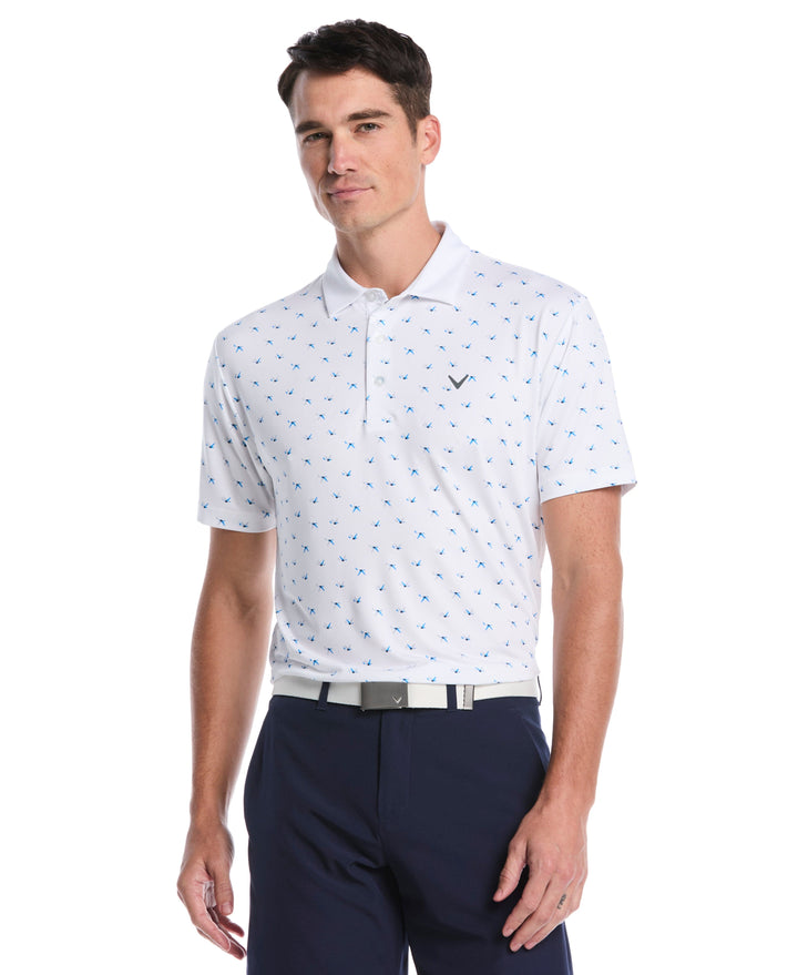 Birdie Chevron Print Golf Polo (Bright White) 