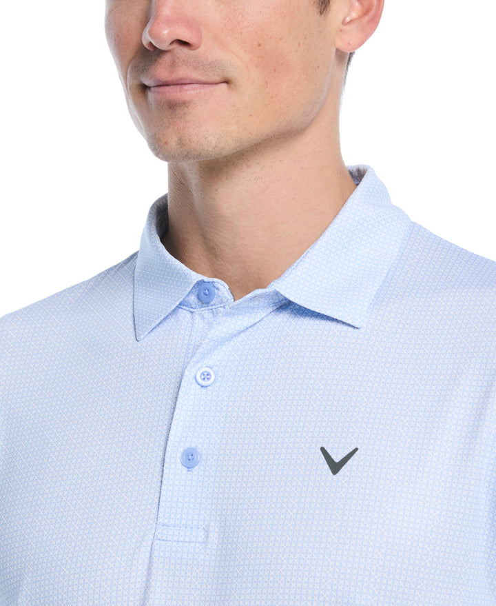 All Over Chev Foulard Print Golf Polo (Vista Blue) 