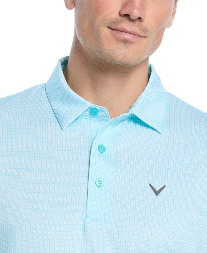 All Over Chev Foulard Print Golf Polo (Blue Curacao) 
