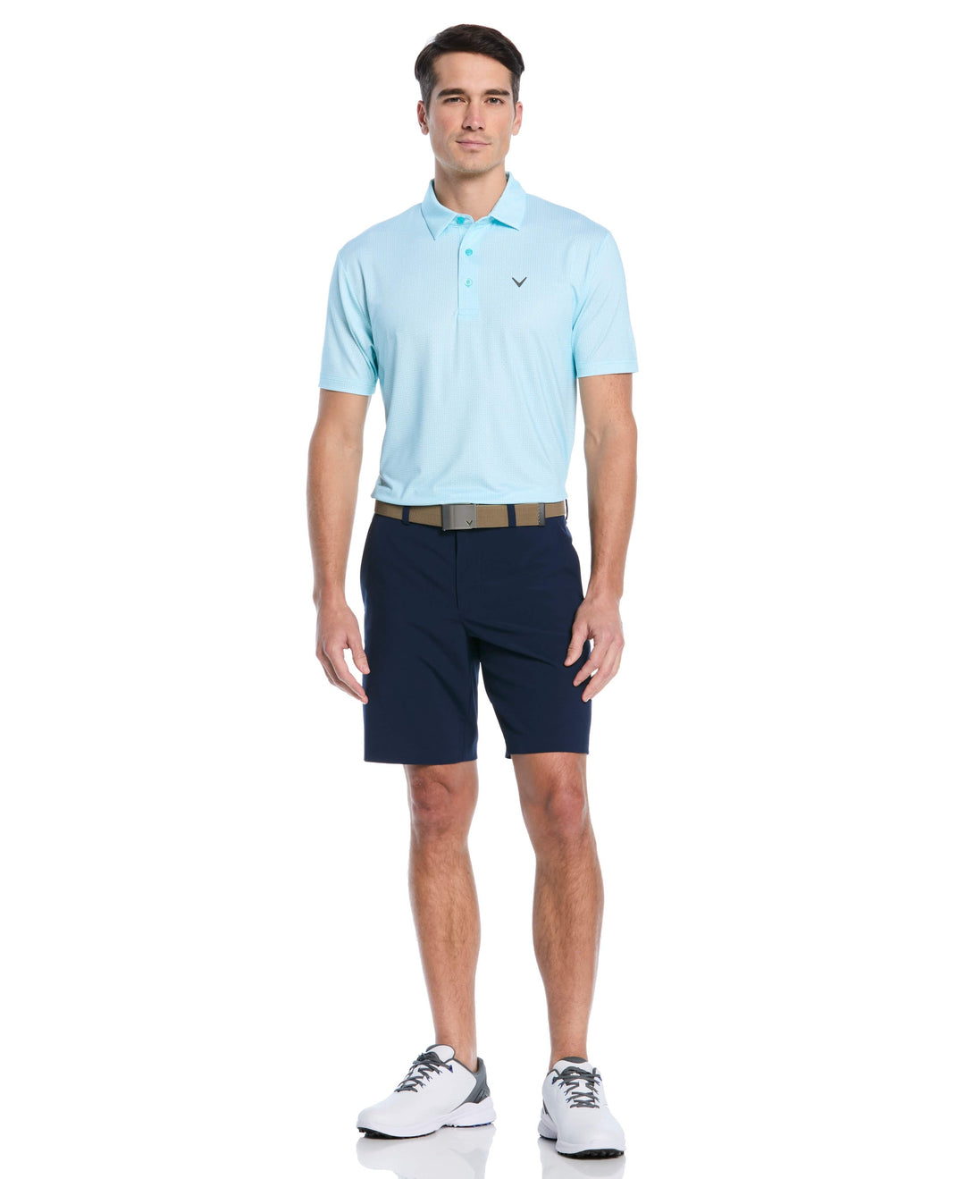 All Over Chev Foulard Print Golf Polo (Blue Curacao) 