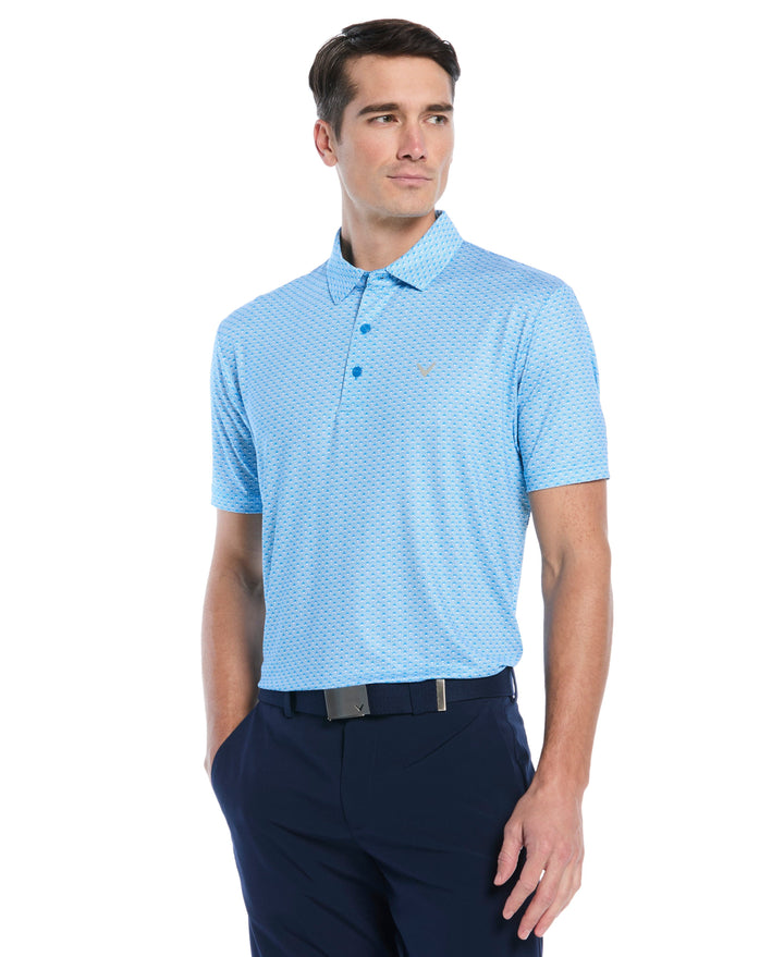 All Over Tee Print Golf Polo (Brilliant Blue) 