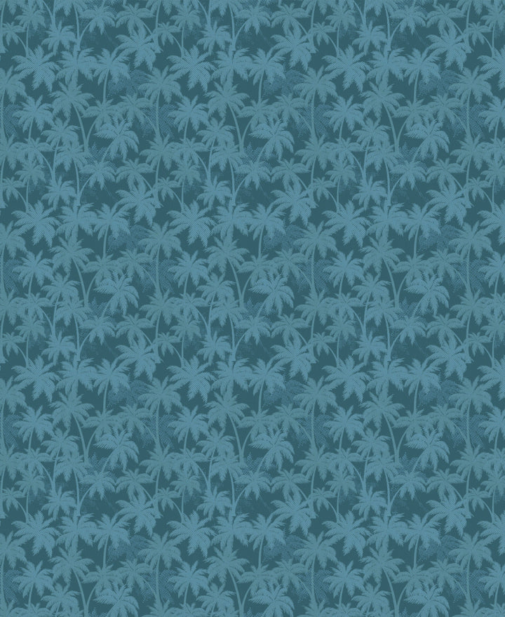 All-Over Geo Palm Print Golf Polo (Brittany Blue) 