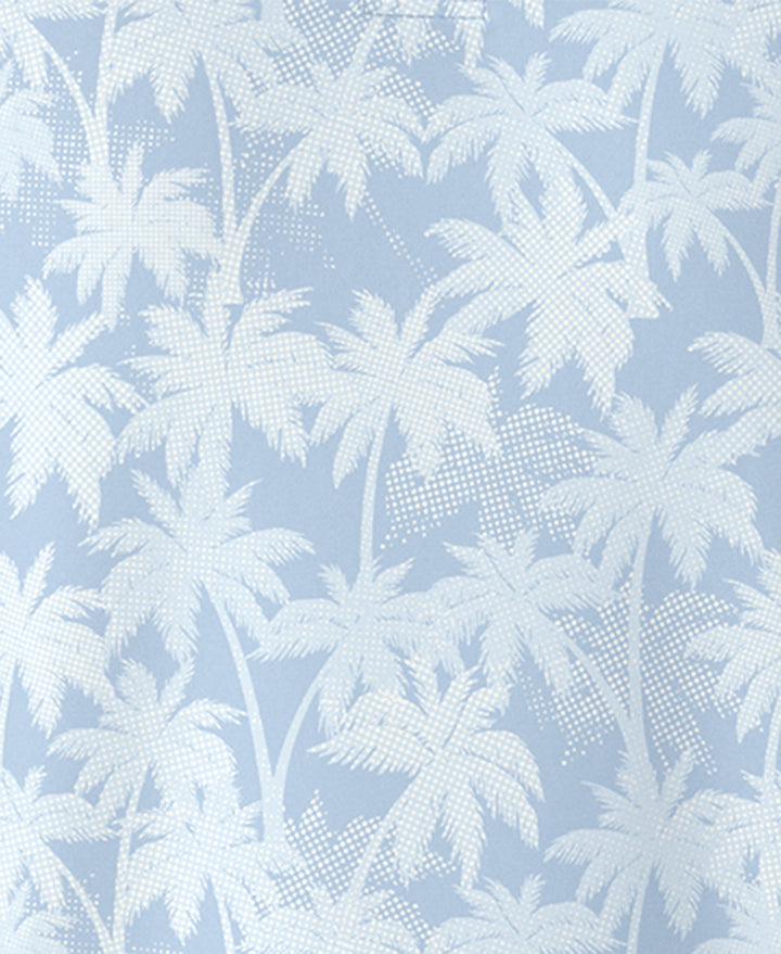 All-Over Geo Palm Print Golf Polo (Clear Sky) 