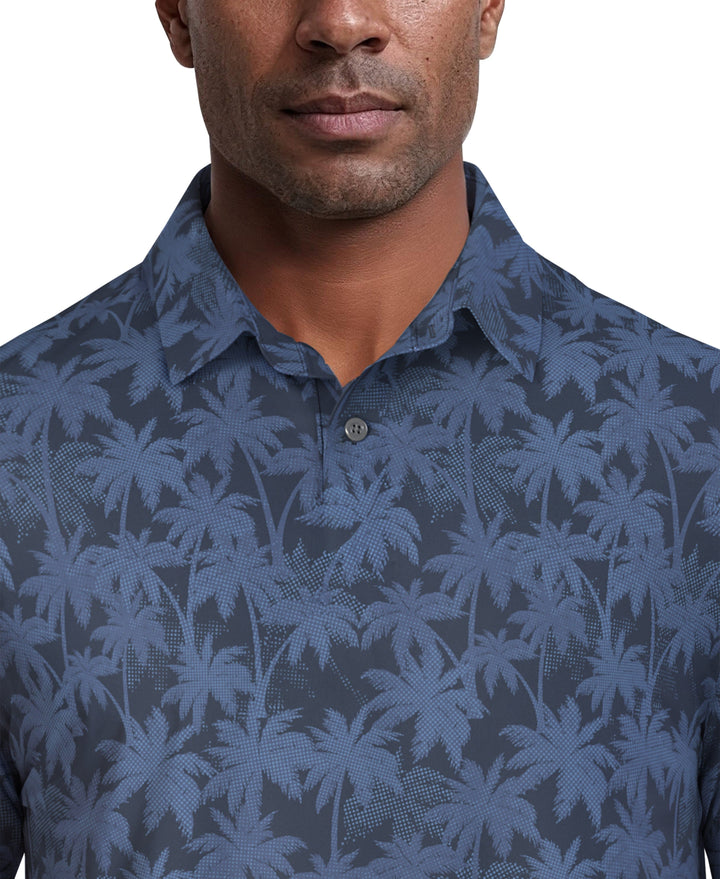 All-Over Geo Palm Print Golf Polo (Insignia Blue) 