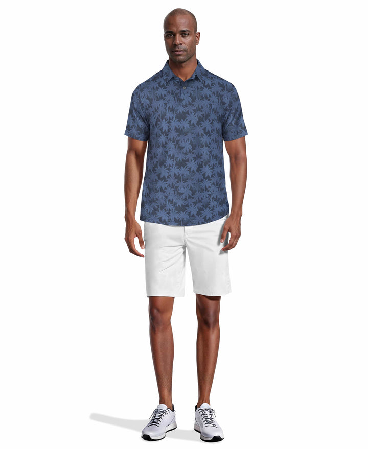 All-Over Geo Palm Print Golf Polo (Insignia Blue) 