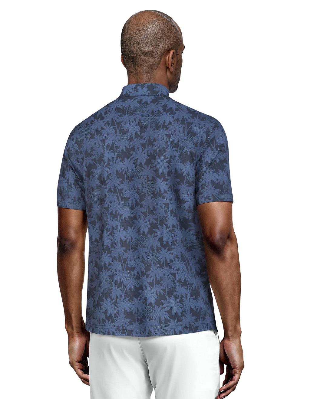 All-Over Geo Palm Print Golf Polo (Insignia Blue) 