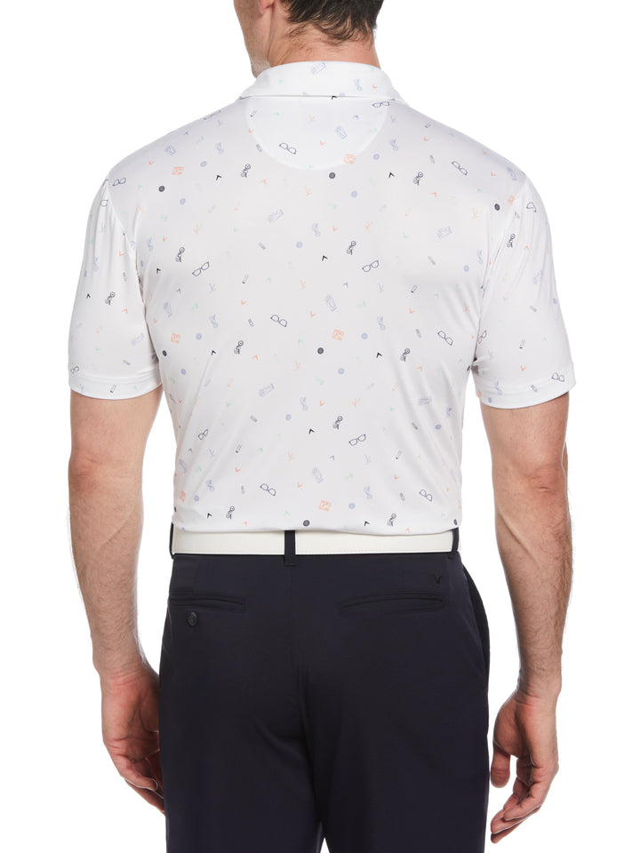 All Over Golf Bag Essenials Print Polo Shirt (Bright White) 