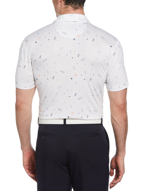 All Over Golf Bag Essenials Print Polo Shirt (Bright White) 