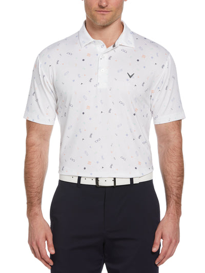 All Over Golf Bag Essenials Print Polo Shirt (Bright White) 