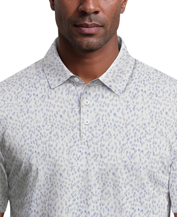 All-Over Golf Confetti Print Golf Polo (Bright White) 