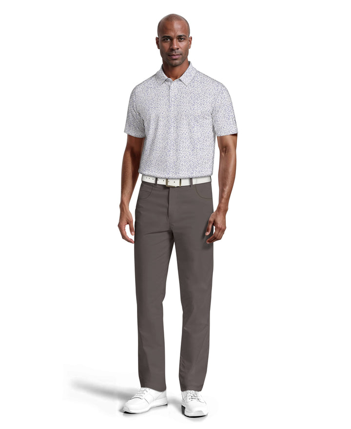 All-Over Golf Confetti Print Golf Polo (Bright White) 