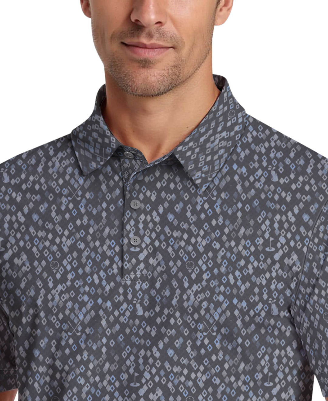 All-Over Golf Confetti Print Golf Polo (Iron Gate) 