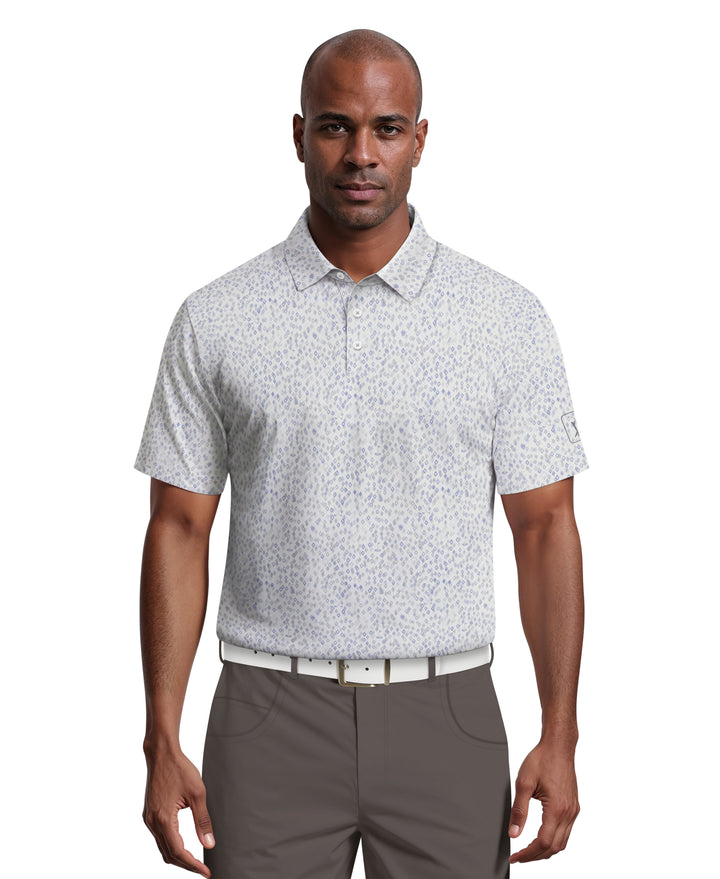 All-Over Golf Confetti Print Golf Polo (Bright White) 