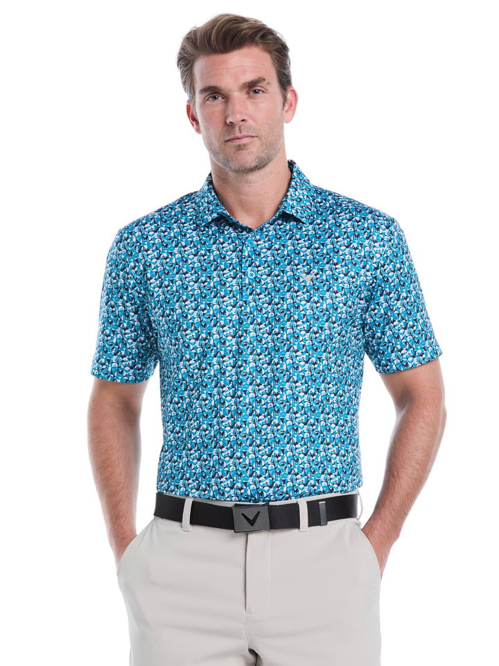 Men's All-Over Golf Essentials Print Golf Polo