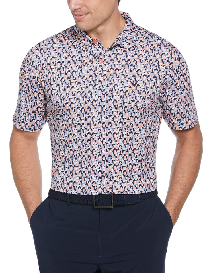 Men's All-Over Golf Essentials Print Golf Polo