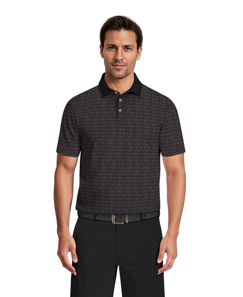 Men's All-Over Linear Argyle Jacquard Golf Polo – Golf Apparel Shop