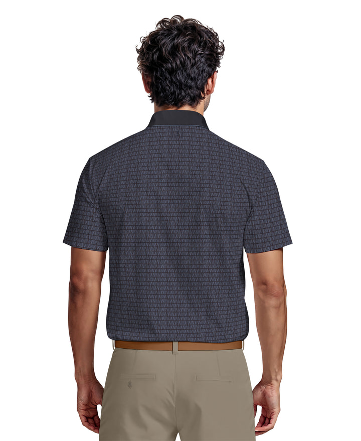 All-Over Linear Argyle Jacquard Golf Polo (Peacoat) 