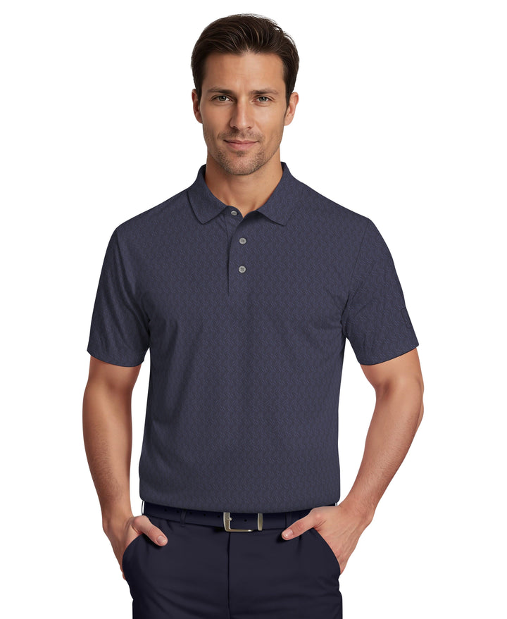 All-Over Micro Jacquard Golf Polo (Peacoat) 