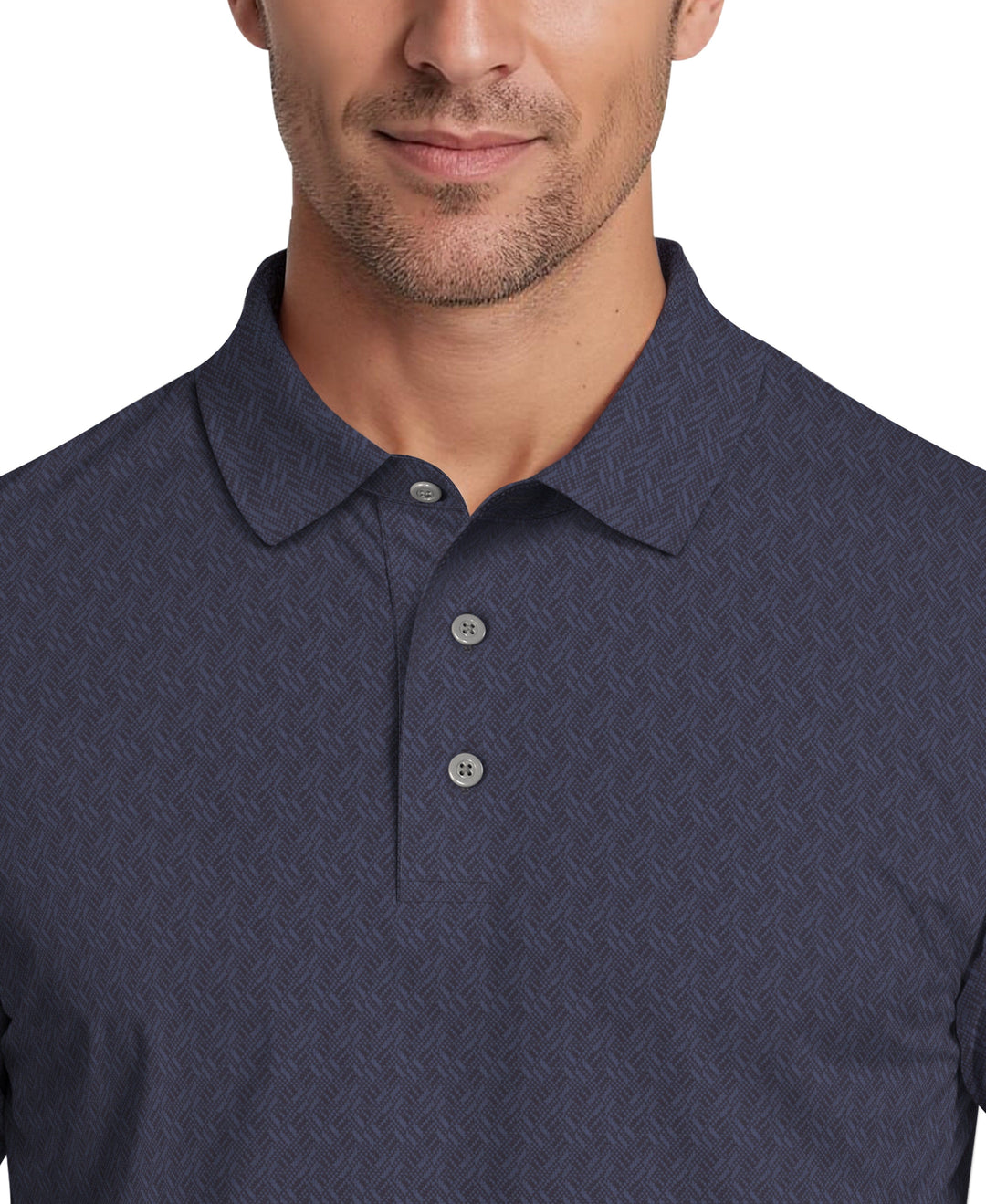 All-Over Micro Jacquard Golf Polo (Peacoat) 