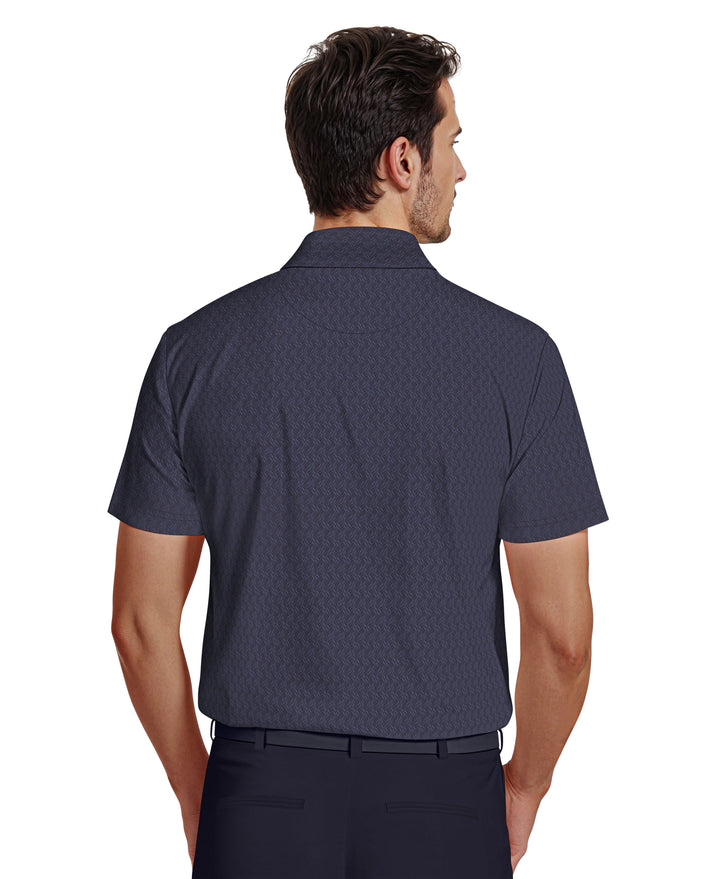 All-Over Micro Jacquard Golf Polo (Peacoat) 