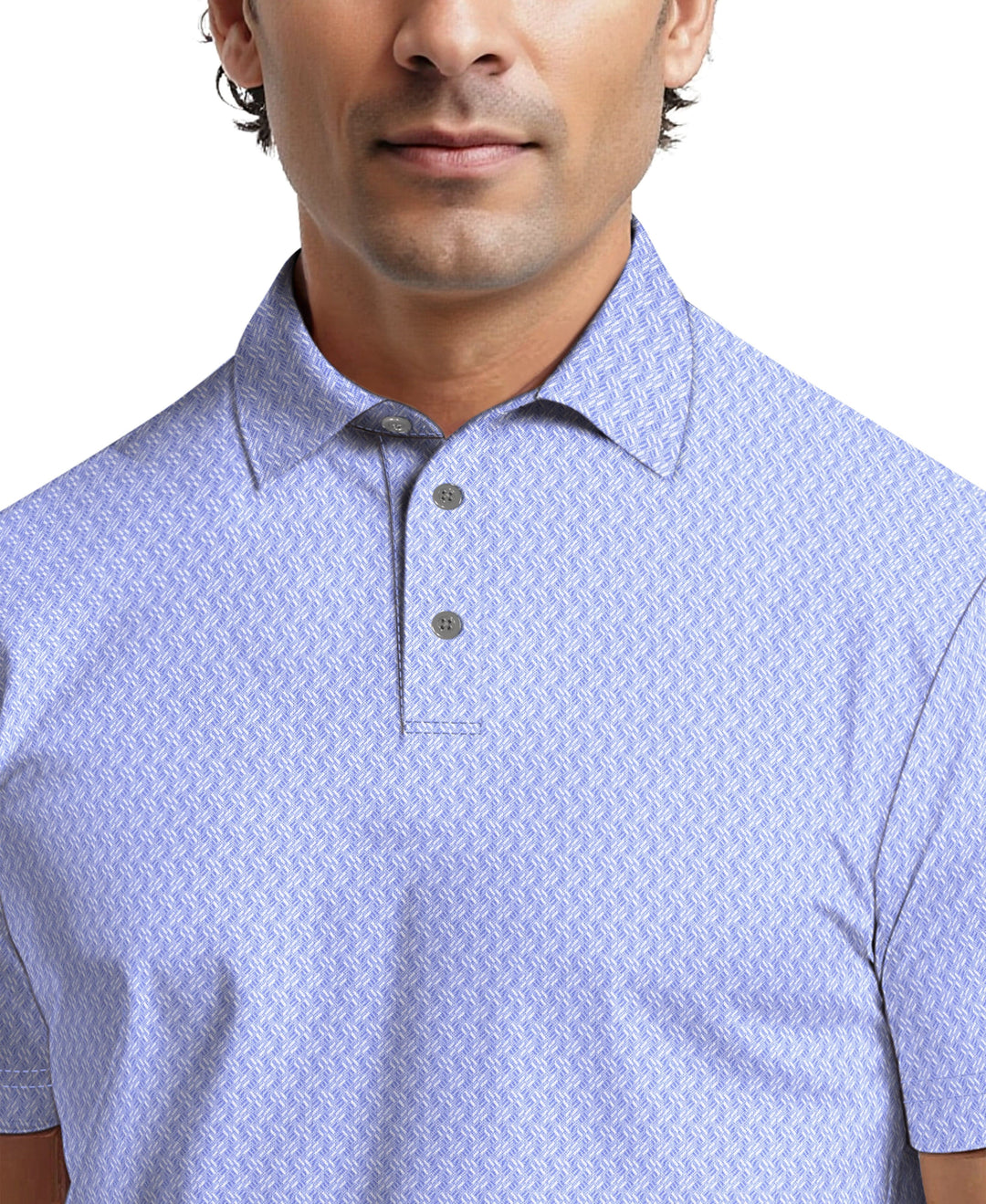 All-Over Micro Jacquard Golf Polo (Hydrangea) 