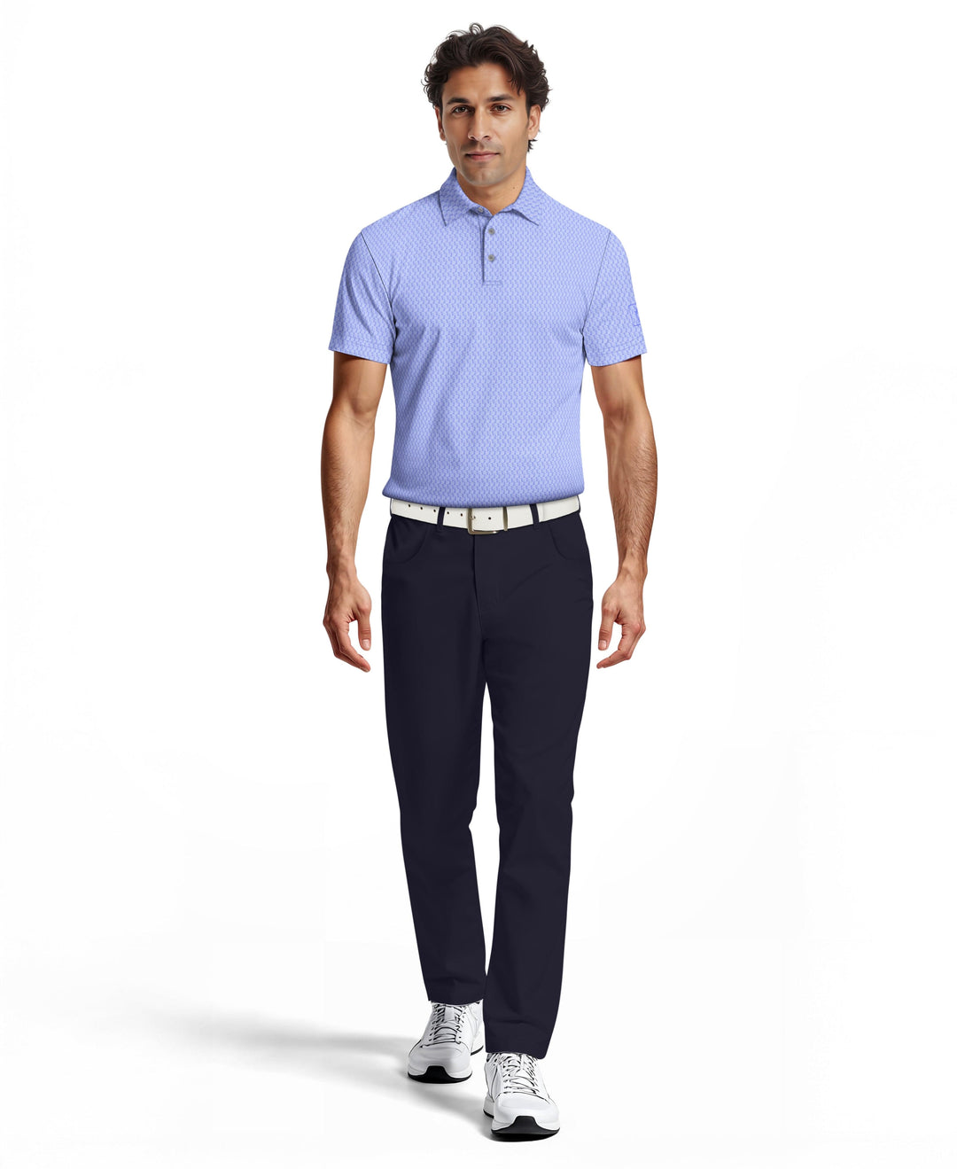 All-Over Micro Jacquard Golf Polo (Hydrangea) 