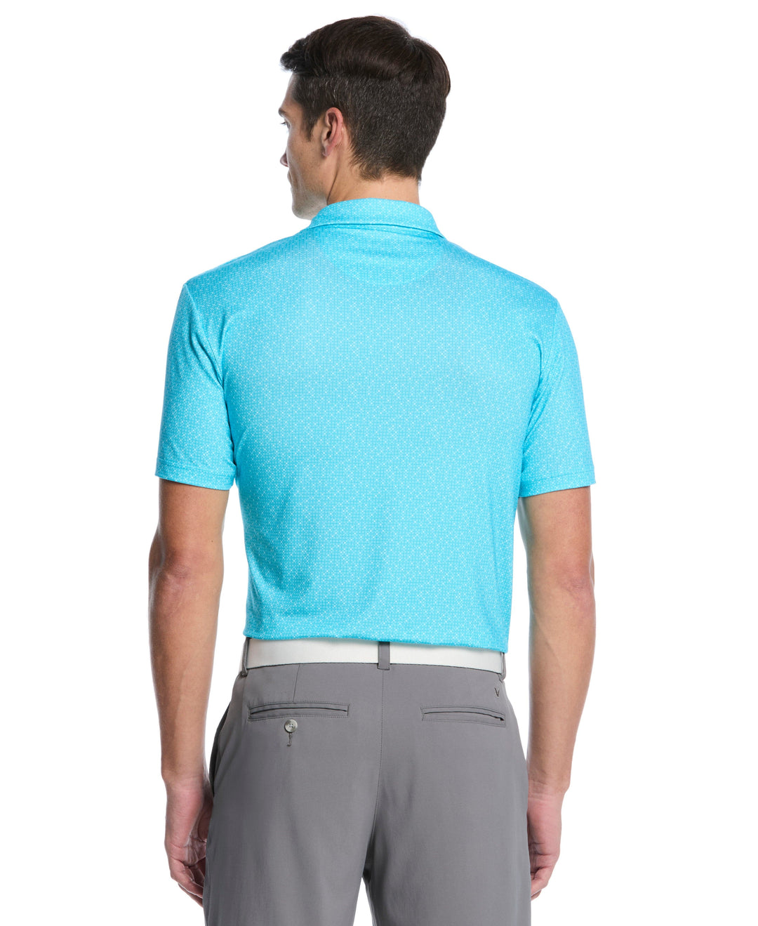 Men's Mini Geo Print Golf Polo (Blue Curacao) 