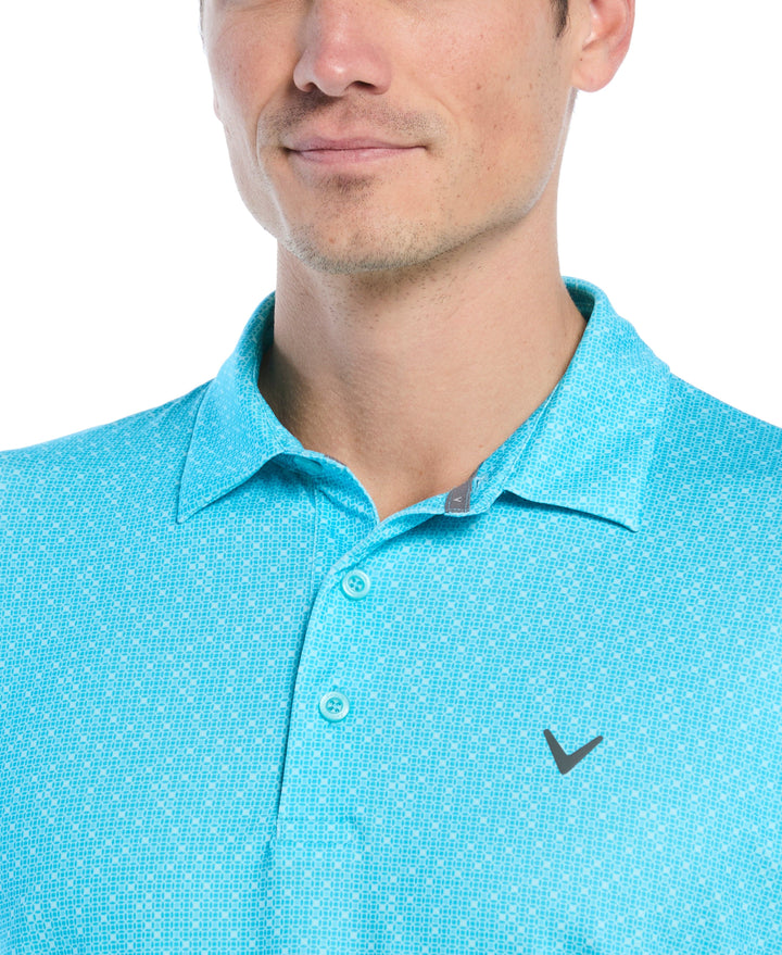 Men's Mini Geo Print Golf Polo (Blue Curacao) 