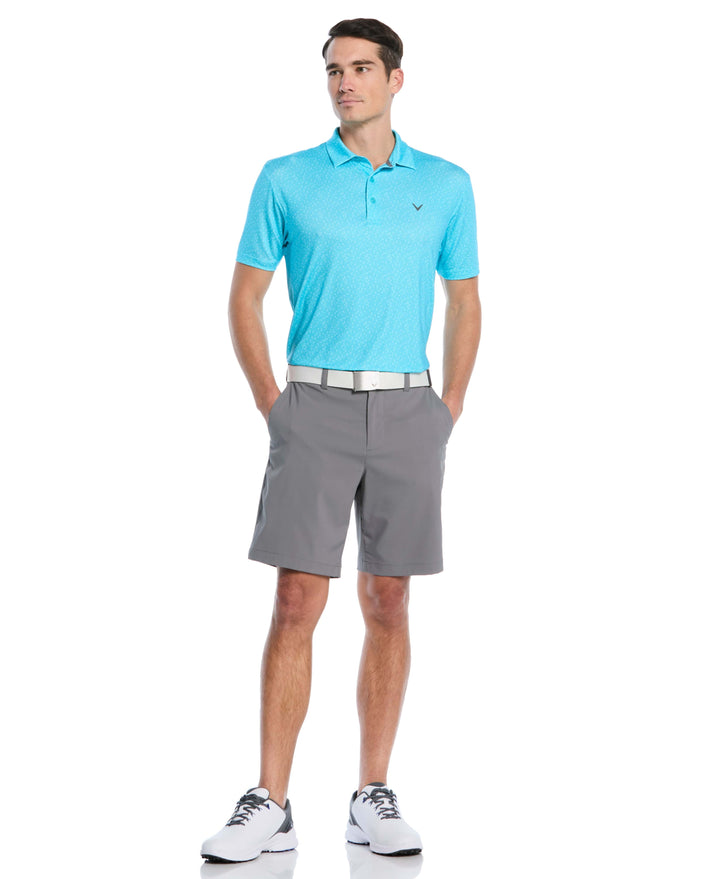 Men's Mini Geo Print Golf Polo (Blue Curacao) 
