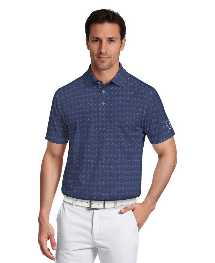 All-Over Motion Geo Print Golf Polo (Peacoat) 