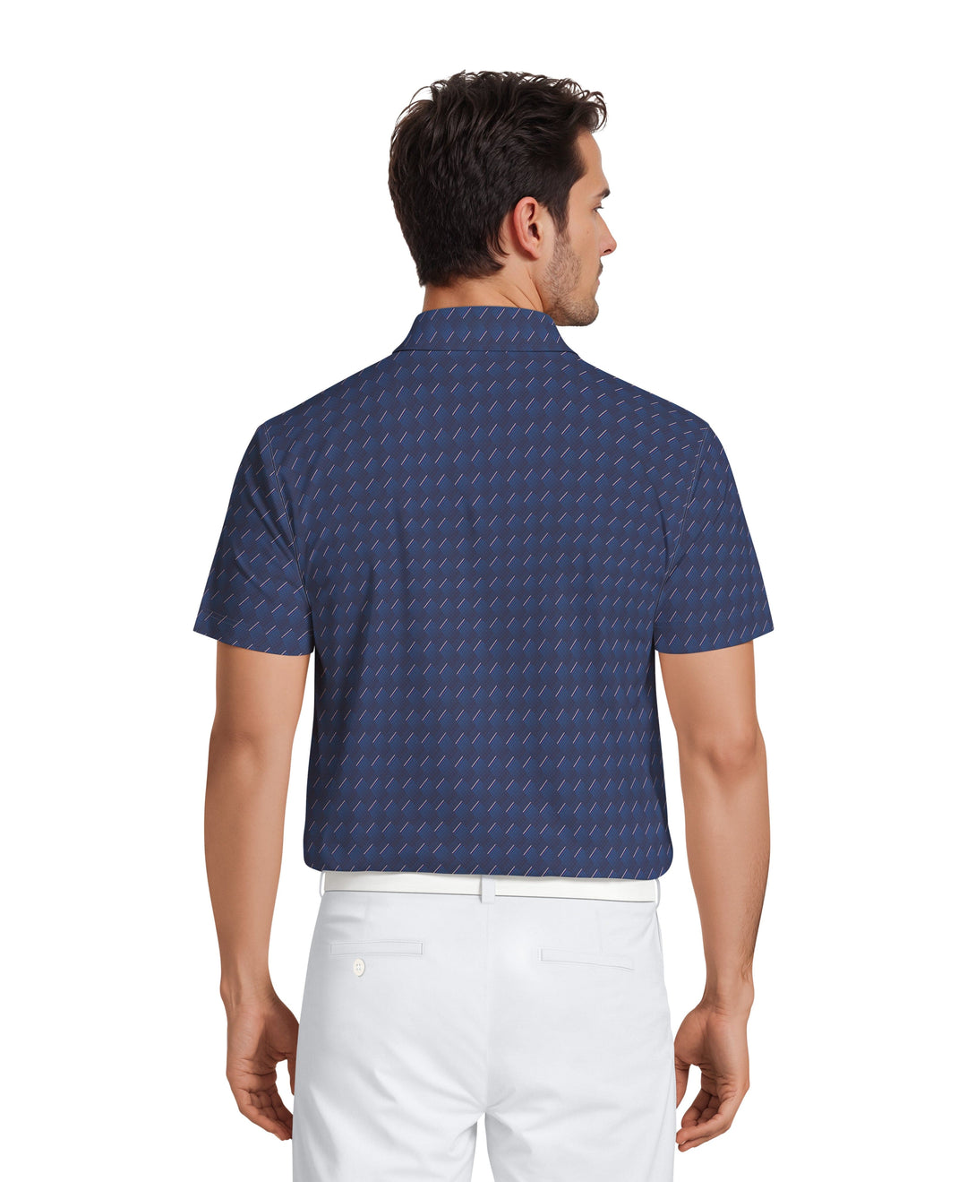 All-Over Motion Geo Print Golf Polo (Peacoat) 