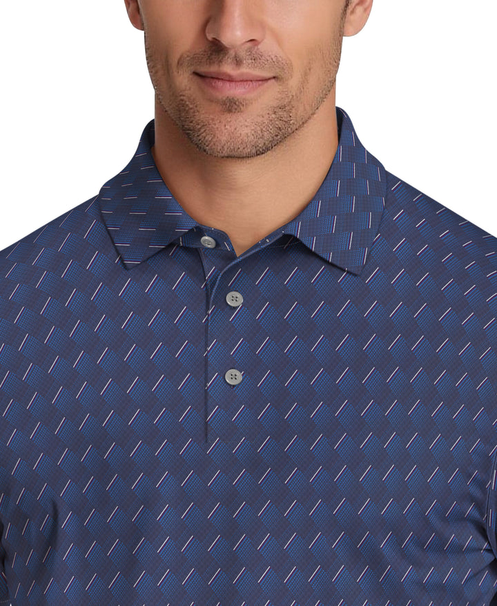 All-Over Motion Geo Print Golf Polo (Peacoat) 