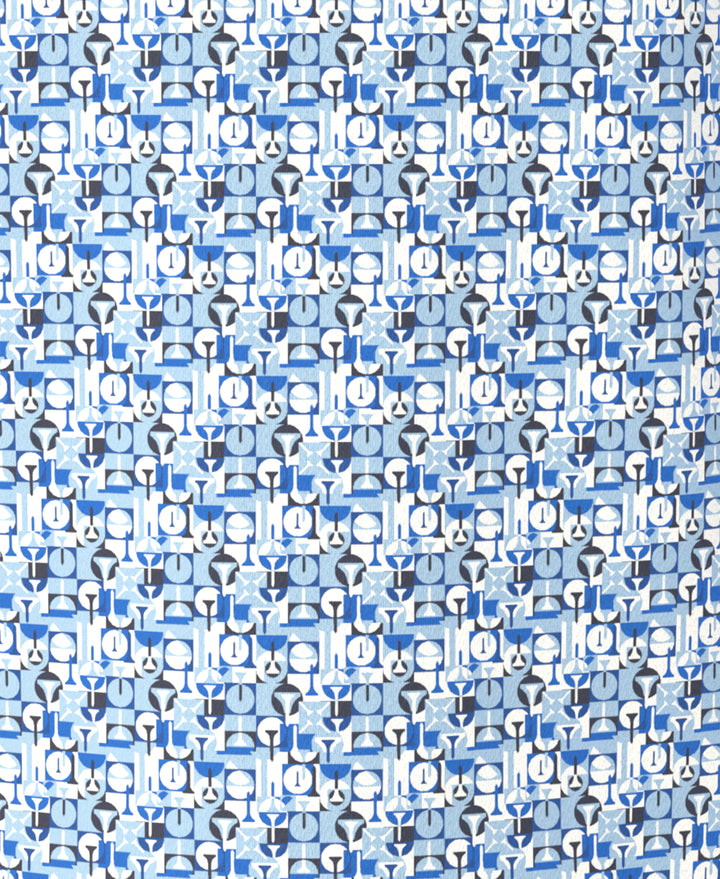 All-Over Novelty Geo Print Golf Polo (Indigo Bunting) 