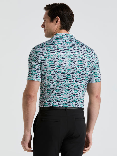 Men's All Over Palm Tree Bunker Print Golf Polo Shirt