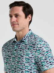 Men's All Over Palm Tree Bunker Print Golf Polo Shirt