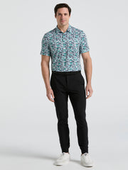 Men's All Over Palm Tree Bunker Print Golf Polo Shirt