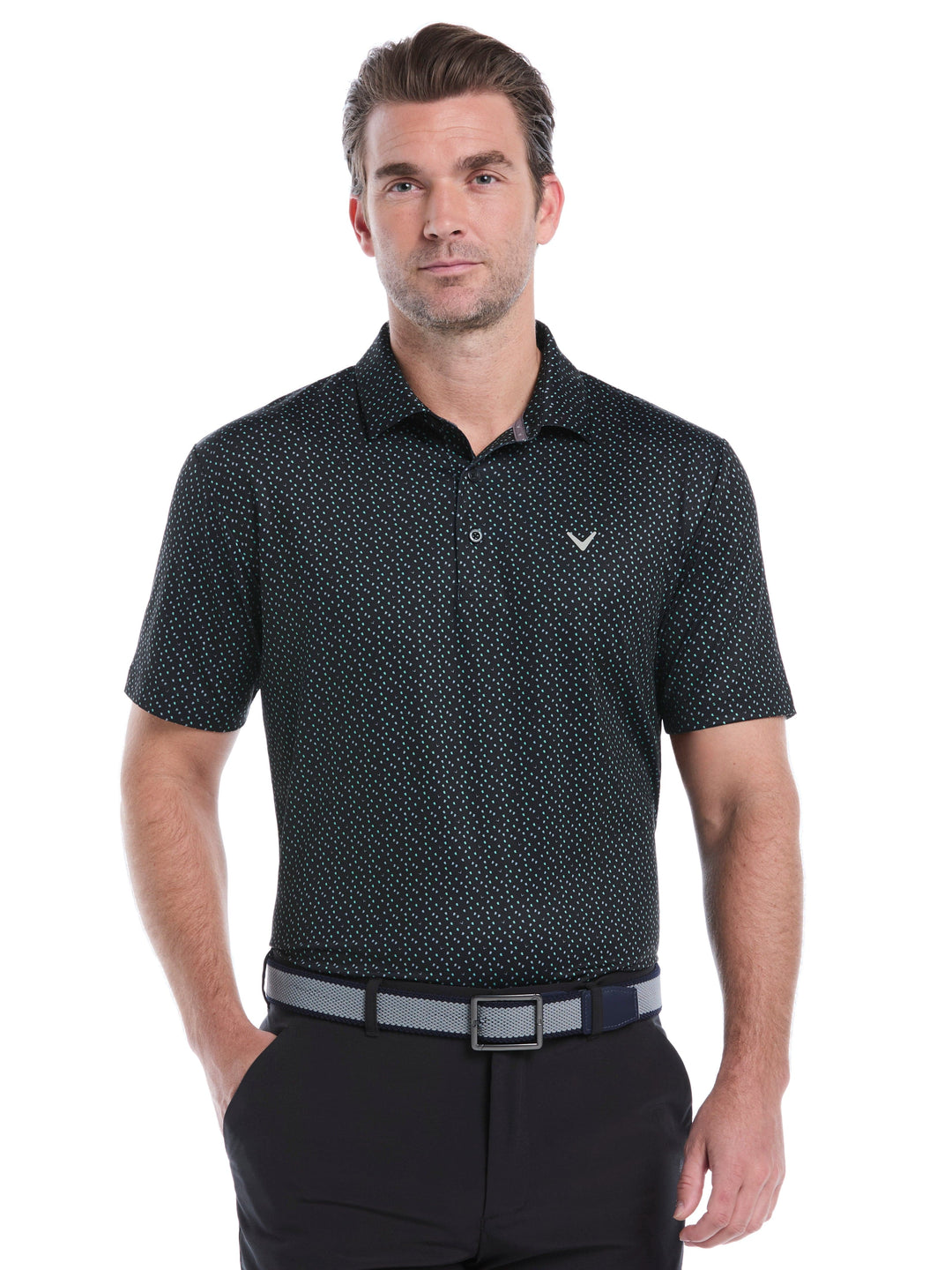 Men's All-Over Score Card Print Golf Polo
