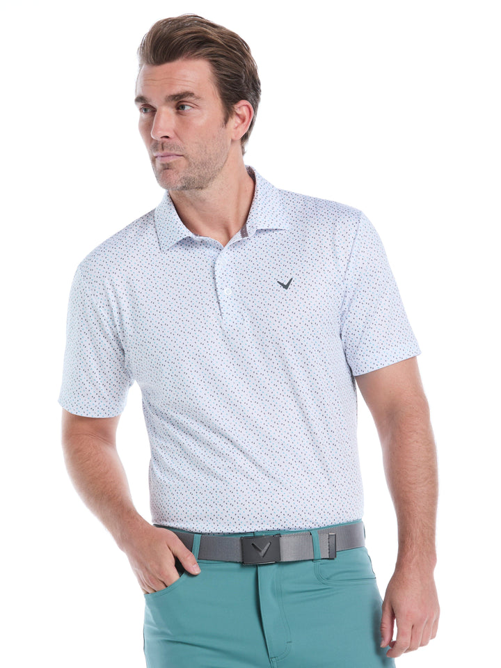 Men's All-Over Score Card Print Golf Polo