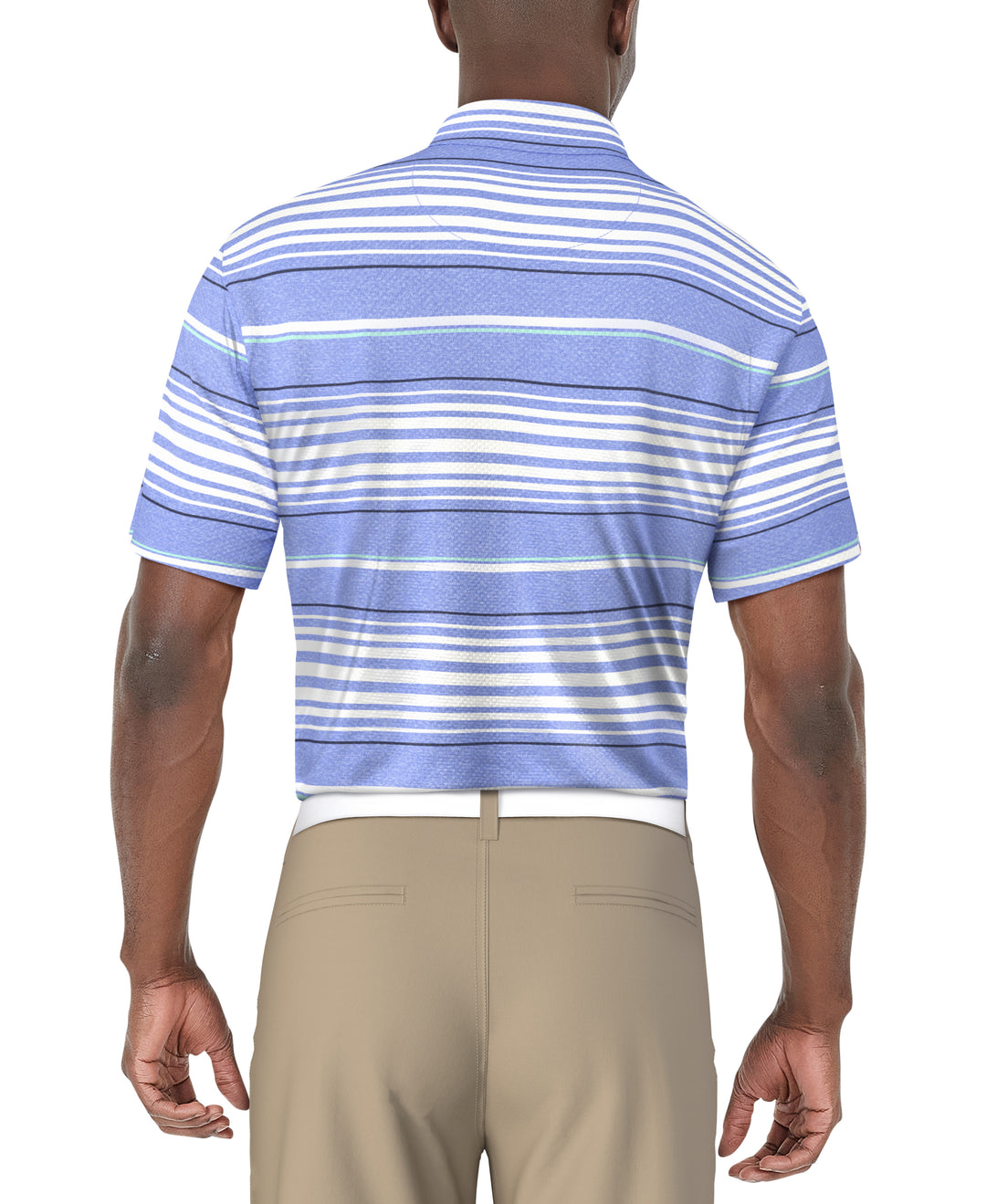 All-Over Stripe Print Golf Polo (Azurine) 
