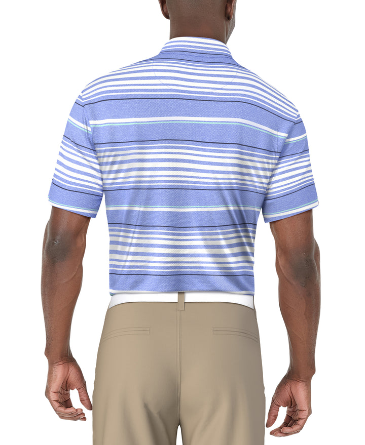 All-Over Stripe Print Golf Polo (Azurine) 
