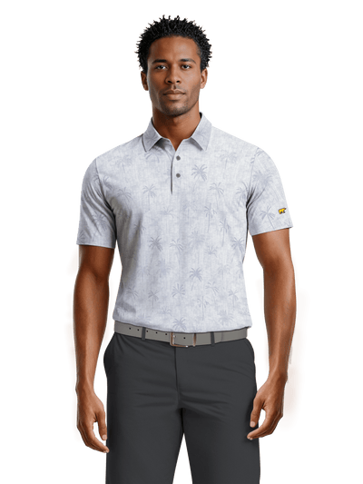 Men's All Over Texture Palm Trees Polo