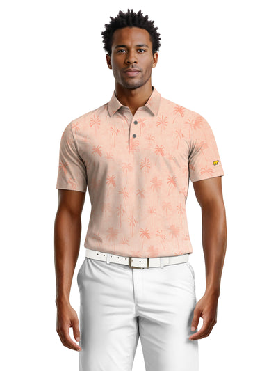 Men's All Over Texture Palm Trees Polo