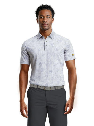 Men's All Over Texture Palm Trees Polo