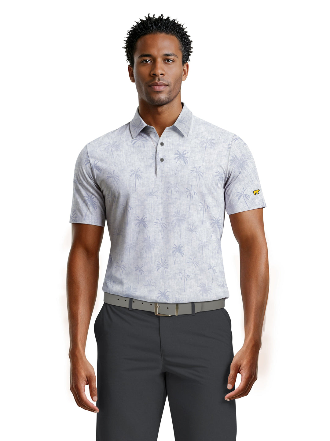 Men's All Over Texture Palm Trees Polo