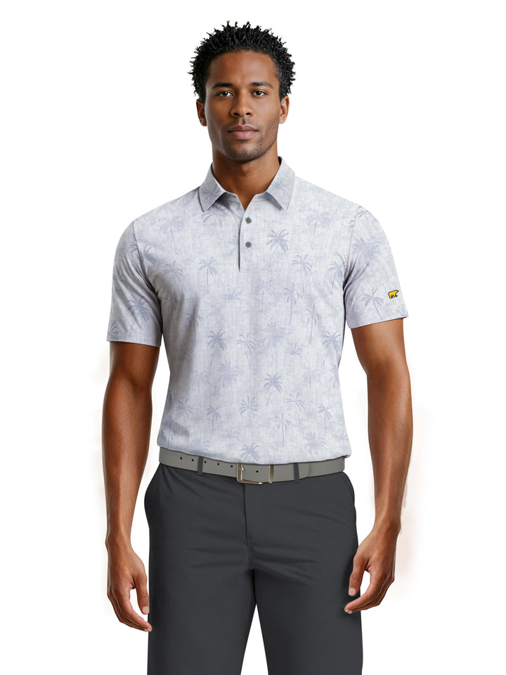 Men's All Over Texture Palm Trees Polo