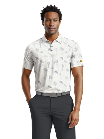 Men's All Over Texture Palm Trees Polo
