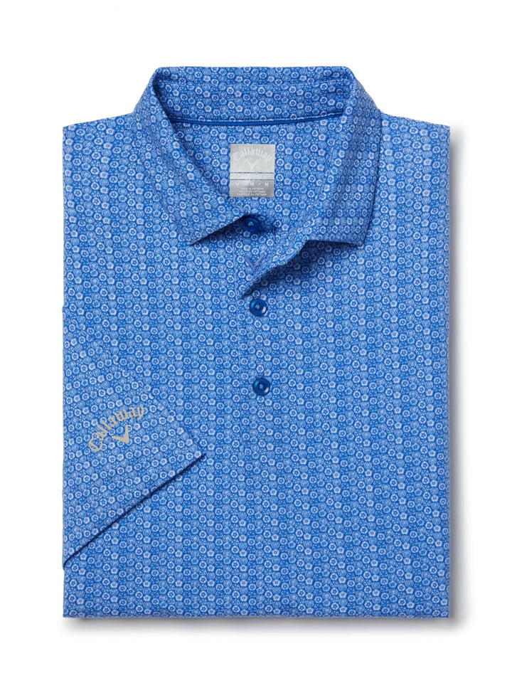 Allover Tie Dye Foulard Print Golf Polo (Magnetic Blue) 