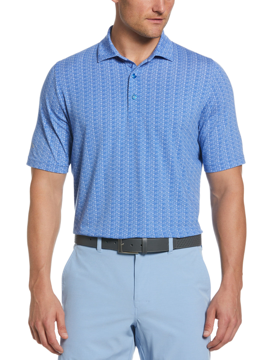 Allover Tie Dye Foulard Print Golf Polo (Magnetic Blue) 