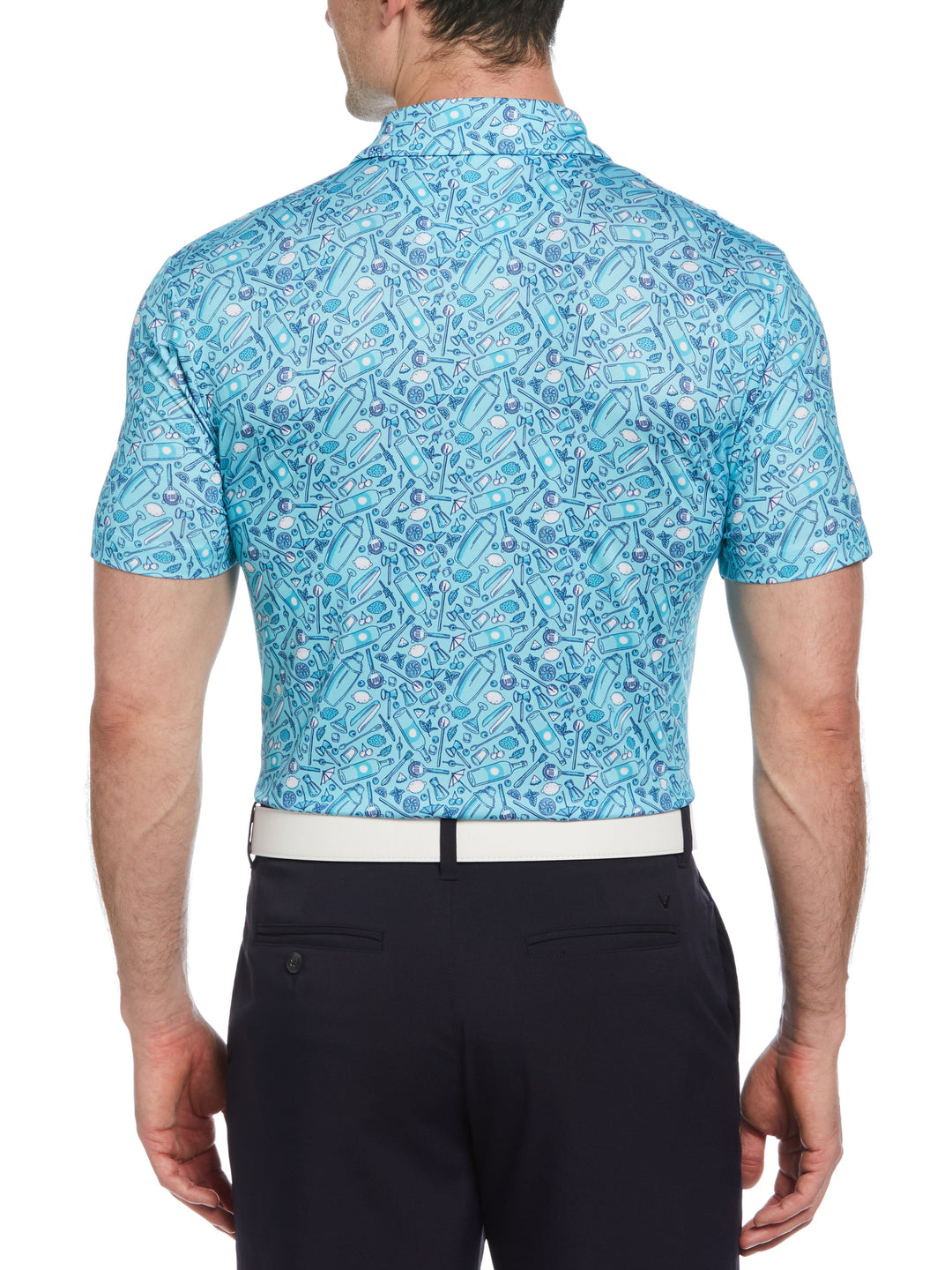 All Over Tropical Print Polo Shirt (Limpet Shell) 